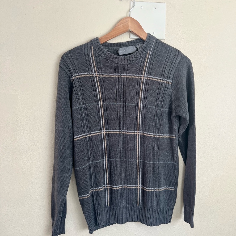 Vintage Oscar De La Renta Plaid Crewneck Sweater